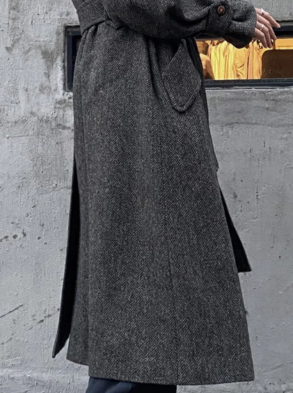 Fashion Loose Split Long Style Wool Overcoat Winter