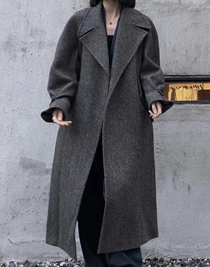Fashion Loose Split Long Style Wool Overcoat Winter
