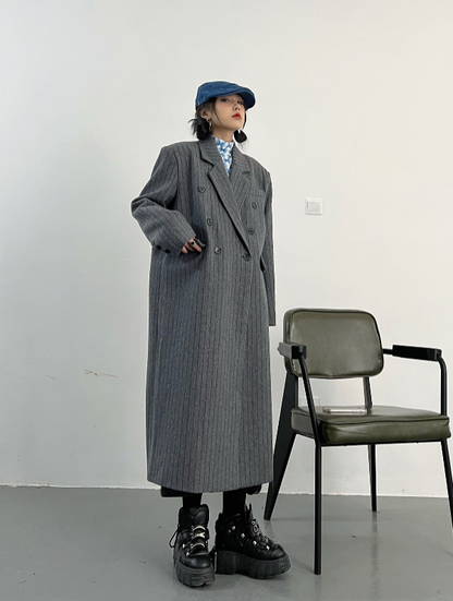 Women Double Breasted British Style Fashion Overcoat