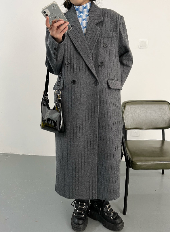 Women Double Breasted British Style Fashion Overcoat