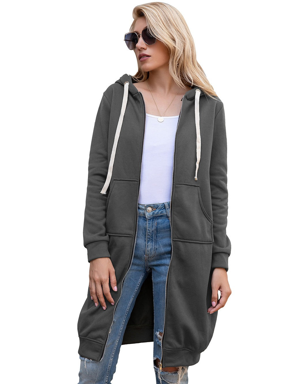 Winter new plush loose mid length jacket for women