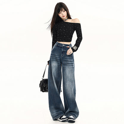 High-Fall Straight Leg Wide-Leg Casual Pants