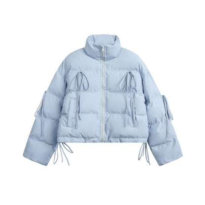 Cotton jacket with straps and tassels short cotton jacket