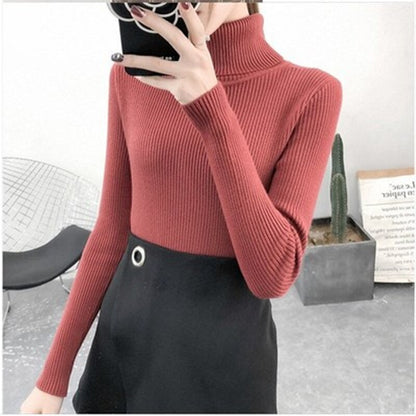 High Neck Sweater With Long Sleeve Pullover Top