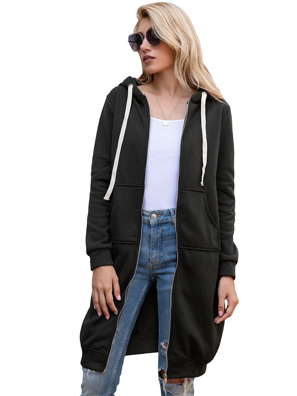 Winter new plush loose mid length jacket for women