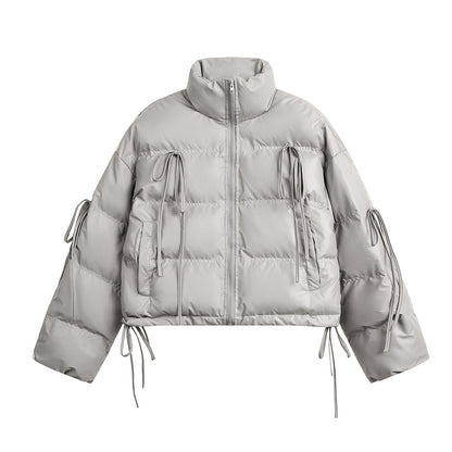 Cotton jacket with straps and tassels short cotton jacket