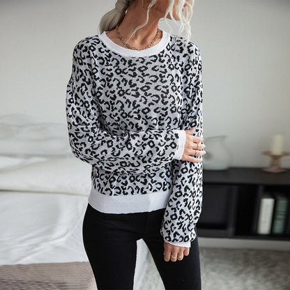 Women's leopard print long sleeved sweater for women