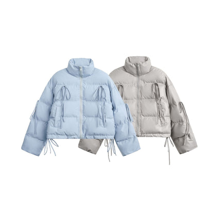 Cotton jacket with straps and tassels short cotton jacket