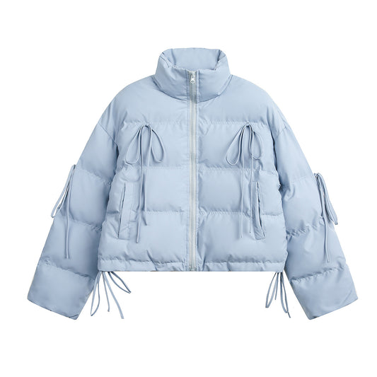 Cotton jacket with straps and tassels short cotton jacket