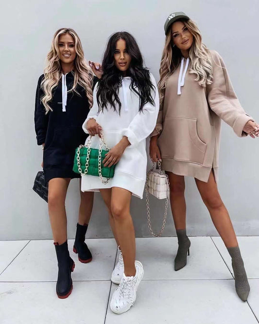 New Long Sleeve Solid Pocket Sweater