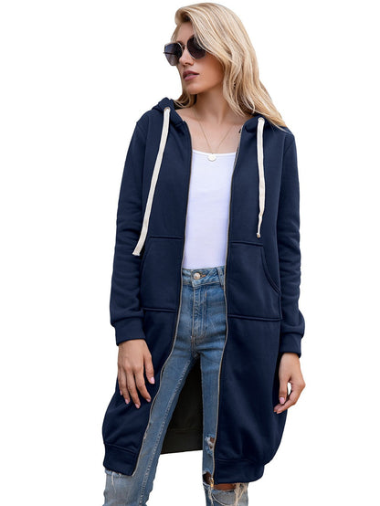 Winter new plush loose mid length jacket for women