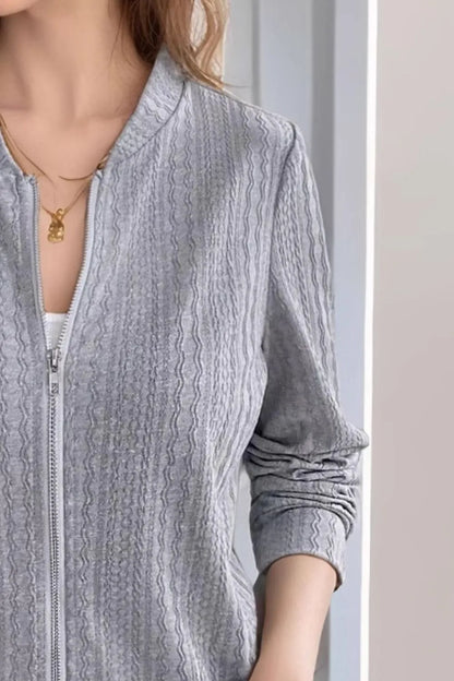 Women's solid color long sleeved casual jacket