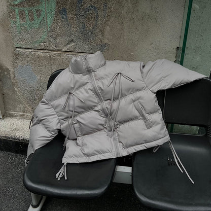 Cotton jacket with straps and tassels short cotton jacket