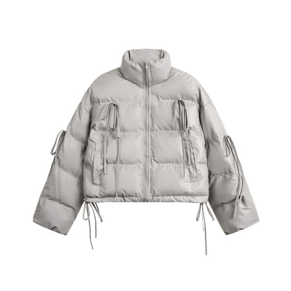 Cotton jacket with straps and tassels short cotton jacket