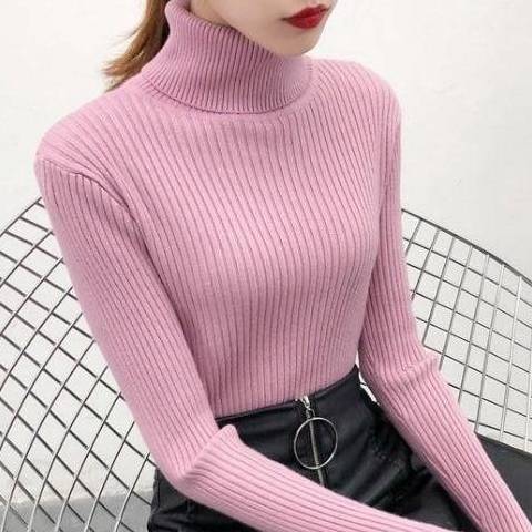 High Neck Sweater With Long Sleeve Pullover Top
