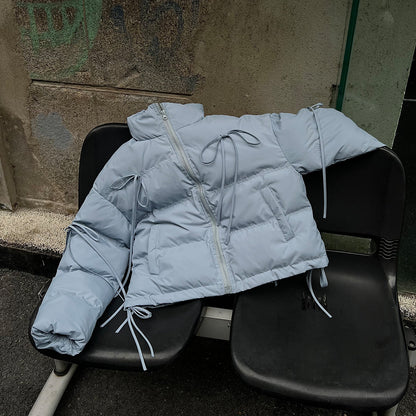 Cotton jacket with straps and tassels short cotton jacket