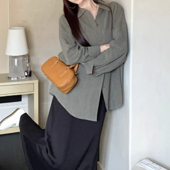 Pink Polo Neck Long Sleeve Shirt for Women