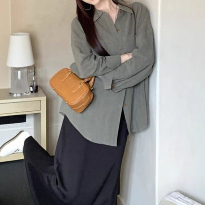 Pink Polo Neck Long Sleeve Shirt for Women