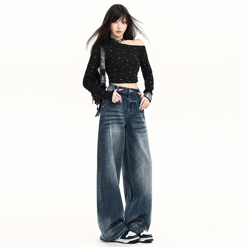 High-Fall Straight Leg Wide-Leg Casual Pants