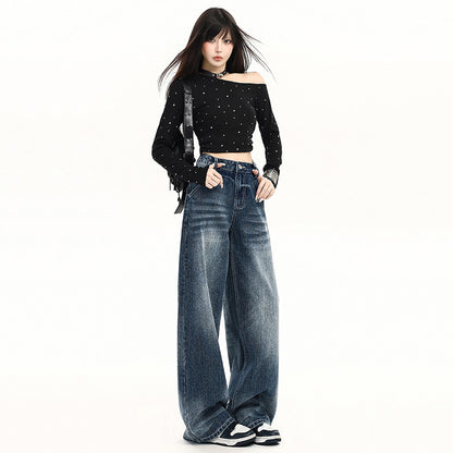 High-Fall Straight Leg Wide-Leg Casual Pants
