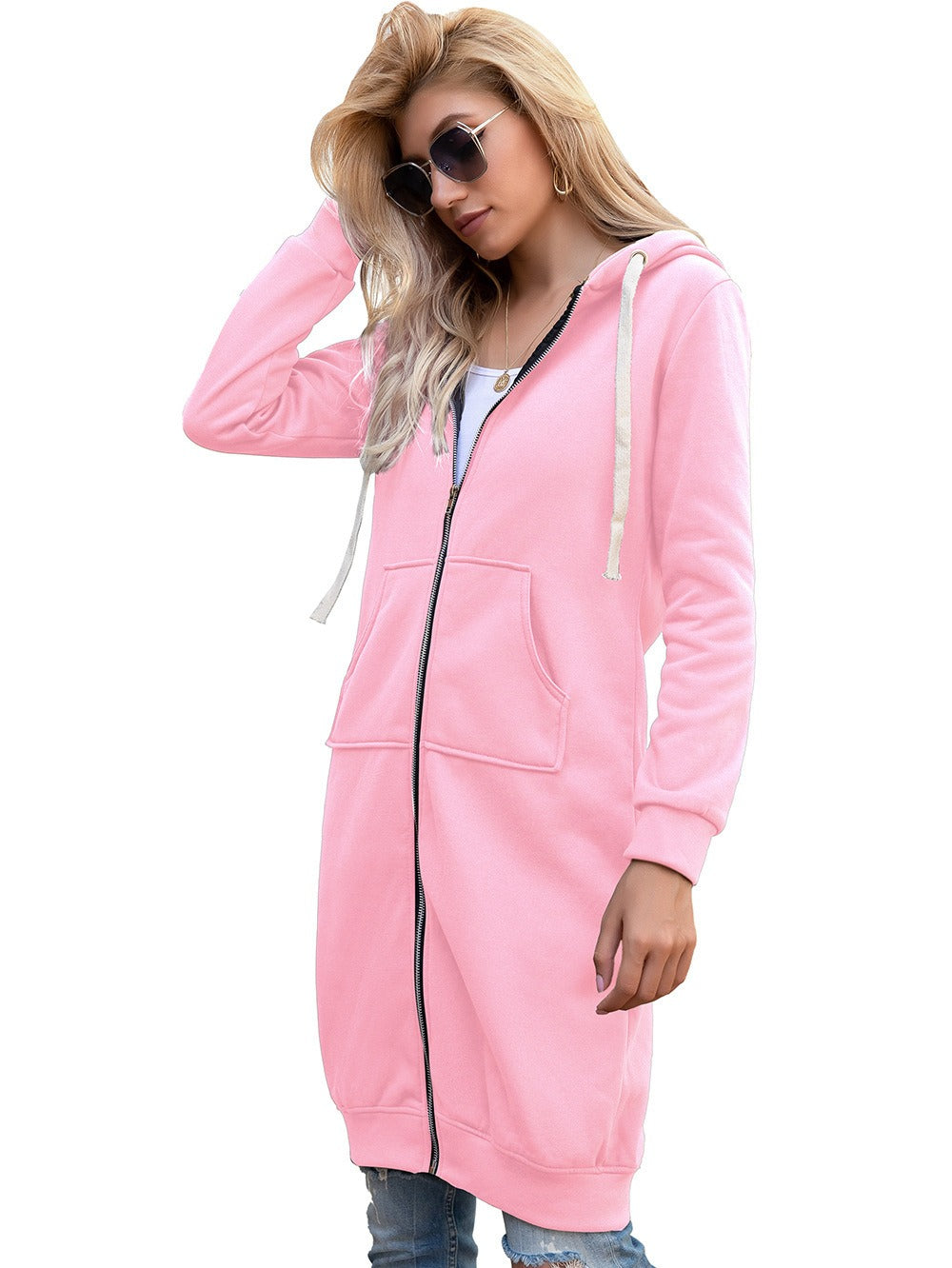 Winter new plush loose mid length jacket for women