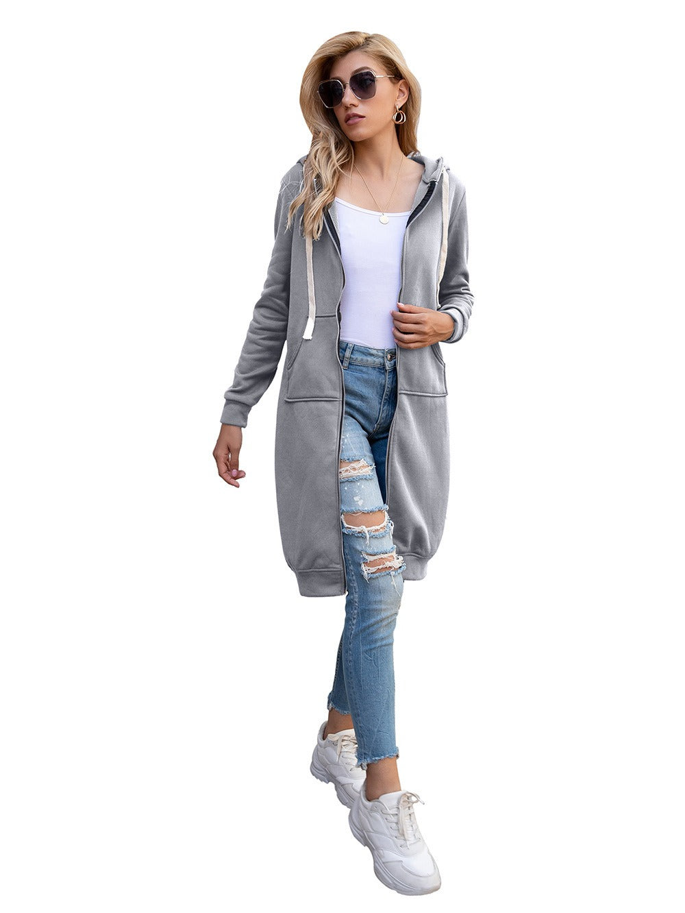 Winter new plush loose mid length jacket for women